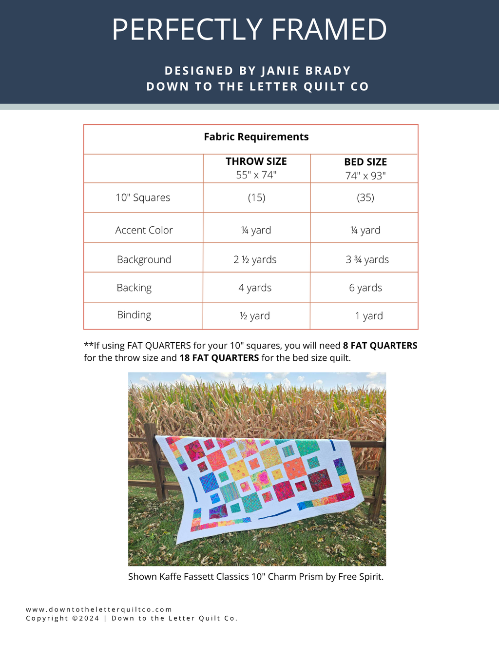 Perfectly Framed Quilt Pattern - PDF Download